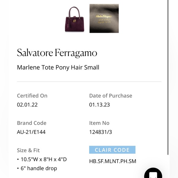 Salvatore Ferragamo Authentic Marlene Pony Hair Tote - Small - Picture 5 of 10